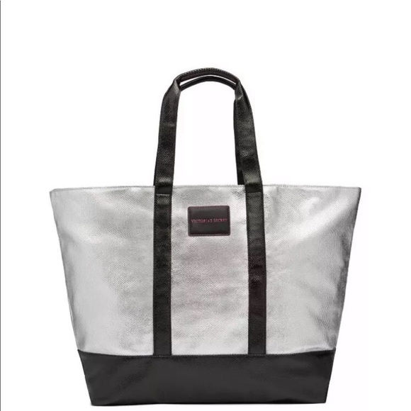 Victorias Secret Beach Pool Travel Silver Bag Tote - Picture 1 of 6